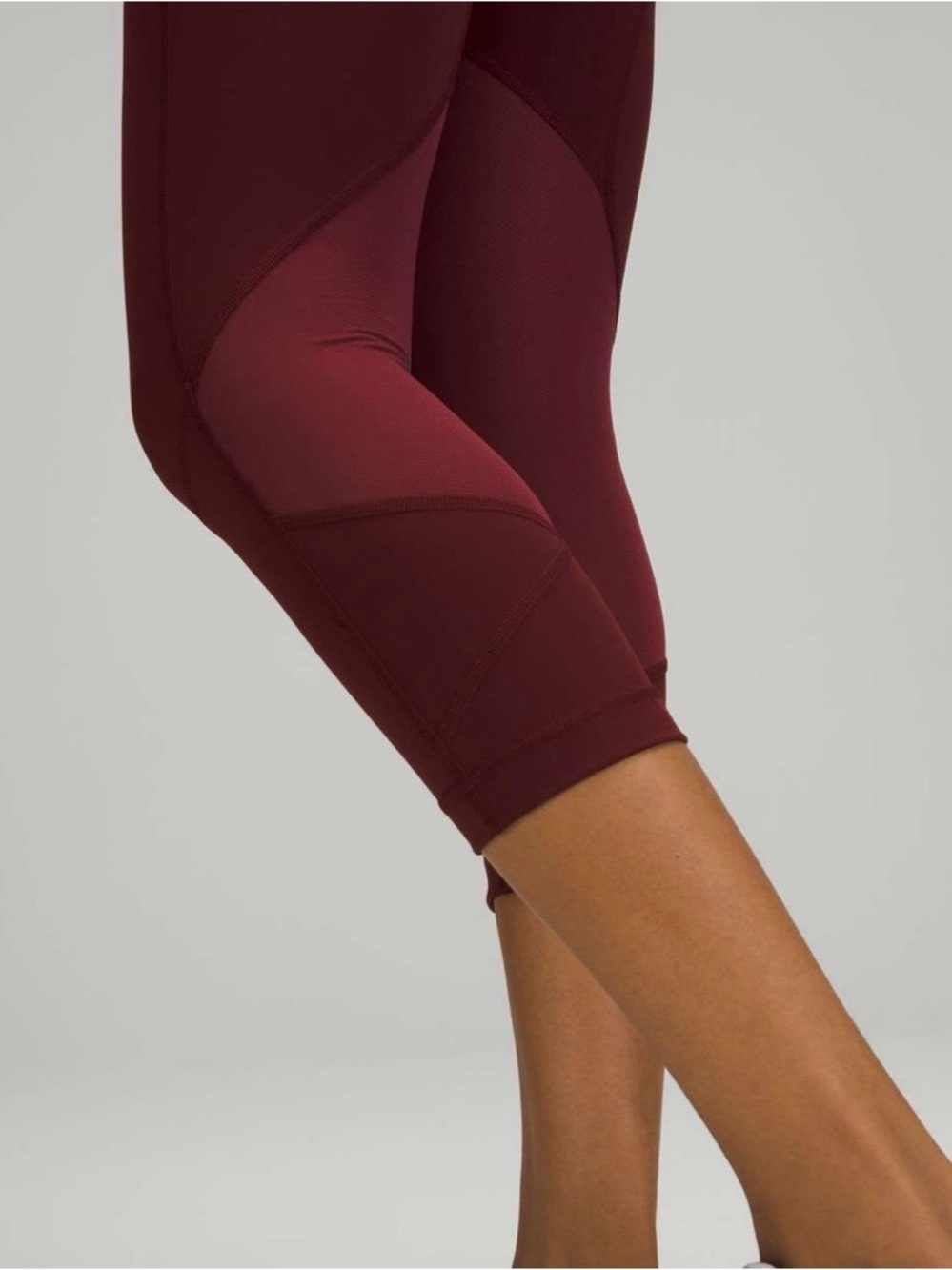 Lululemon Pace Rival High-Rise Crop 22” Red Merlot Mesh Leggings 10 - Picture 2 of 5